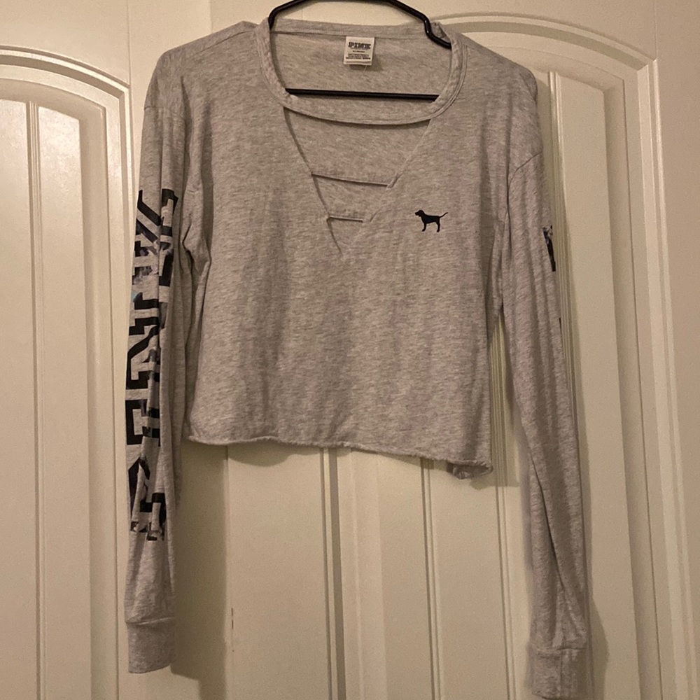 PINK long sleeve crop top
